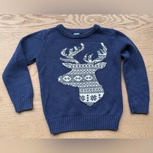 GAP Navy Blue Knitted Sweater with Reindeer Design